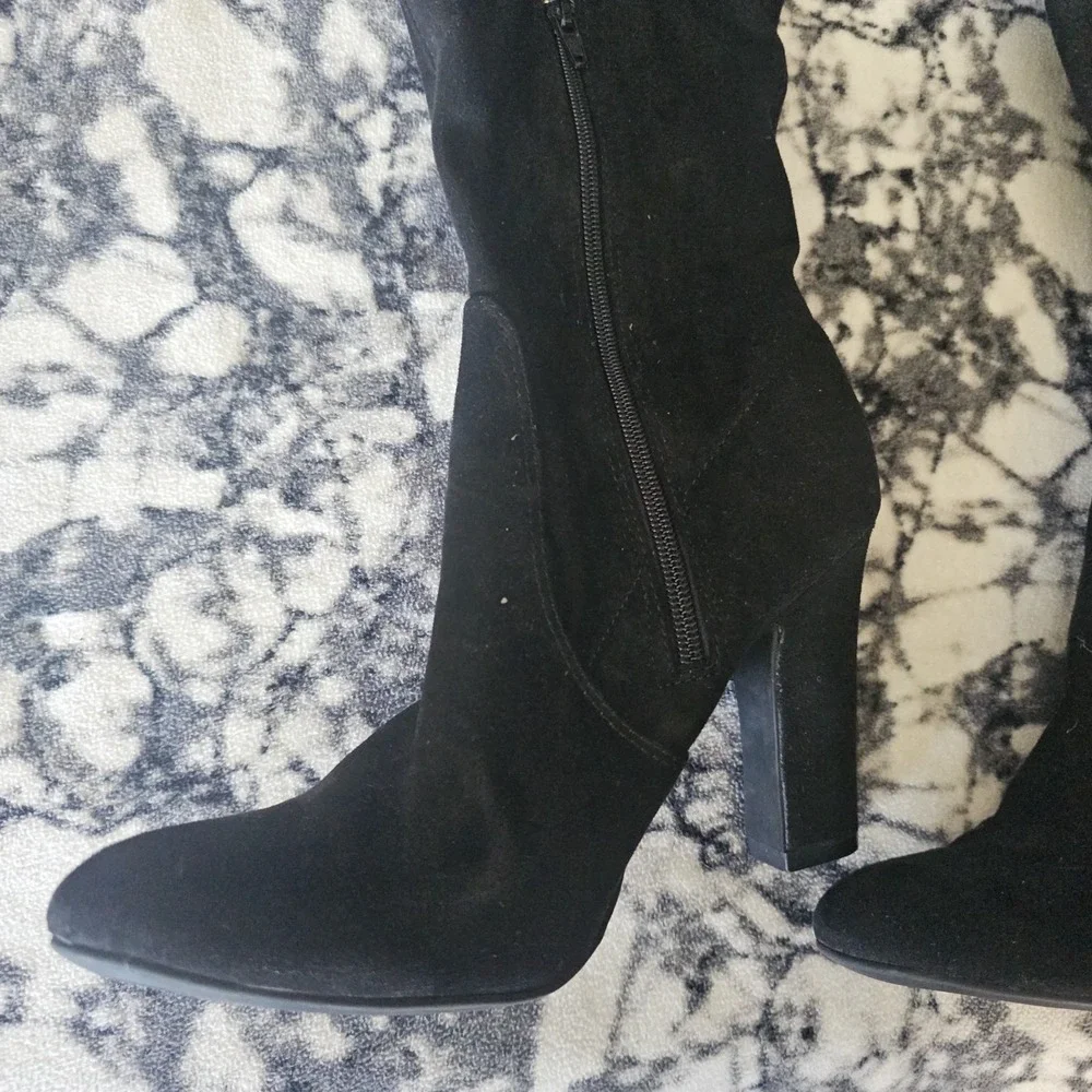 Unisa Boots Womens 8.5 M Suede Tall Over The Knee High Black Block Heels‎ Zipper
